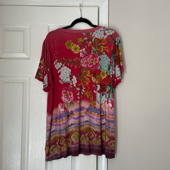 Women's Johnny Was Golden Rose Flutter Sleeve Tee Size XL Bamboo Soft - Picture 4 of 8